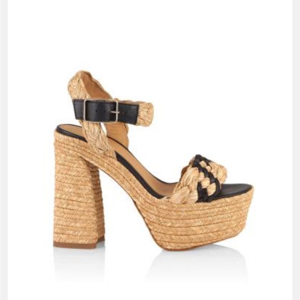 Castaner Black and Natural Woven Platform Sandals